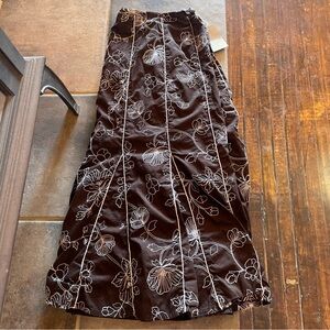 JM Collection Brown Floral Skirt